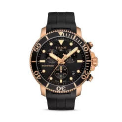 Promo 🌟 Tissot Seastar 1000 Black Dial & Rubber Strap Chronograph, 45.5mm 👏