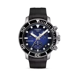 Best Pirce 🔥 Tissot Seastar 1000 Blue-Dial & Black Rubber Strap Chronograph, 45.5mm Blue/black 🎉
